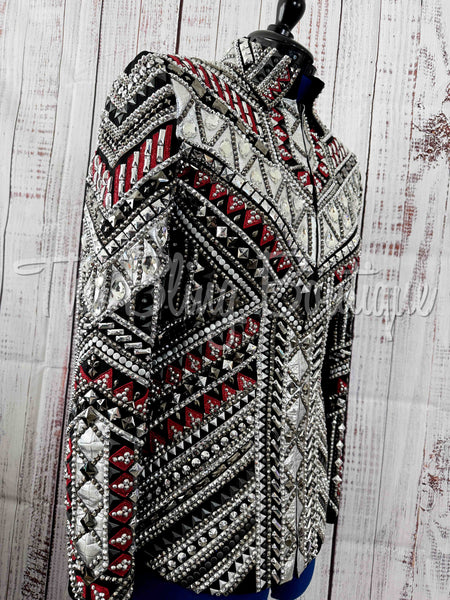 RE-ORDER Black, Dark Red & Silver Showmanship Jacket (Choose Your Size)