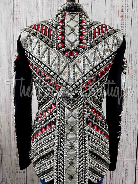 RE-ORDER Black, Dark Red & Silver Showmanship Jacket (Choose Your Size)