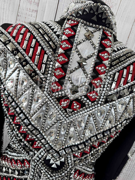 RE-ORDER Black, Dark Red & Silver Showmanship Jacket (Choose Your Size)