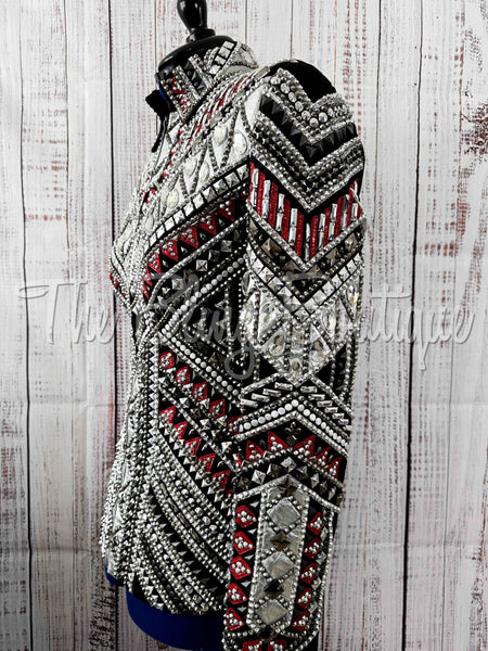 RE-ORDER Black, Dark Red & Silver Showmanship Jacket (Choose Your Size)