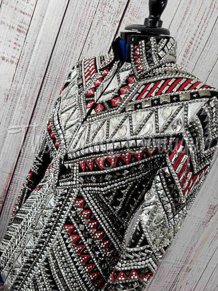 RE-ORDER Black, Dark Red & Silver Showmanship Jacket (Choose Your Size)