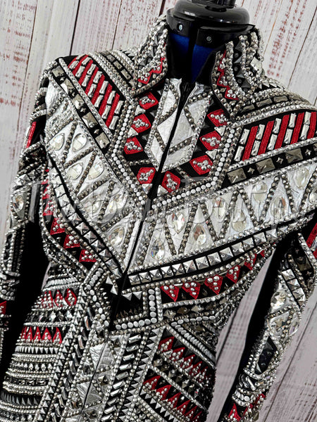 RE-ORDER Black, Dark Red & Silver Showmanship Jacket (Choose Your Size)