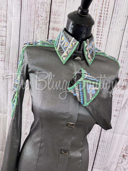 Grey, Periwinkle & Mint Day Shirt Set (S)