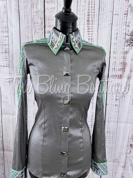 Grey, Periwinkle & Mint Day Shirt Set (S)