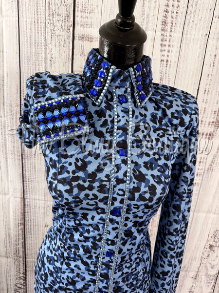 Periwinkle, Blue & Black Leopard Day Shirt Set (Sizes Small-3XL)