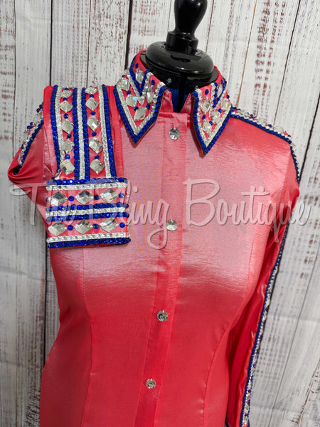 Coral & Royal Blue Day Shirt Set (M)