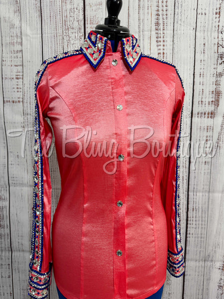 Coral & Royal Blue Day Shirt Set (M)