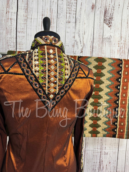 Rust, Olive Green & Black Day Shirt Set (2XL)