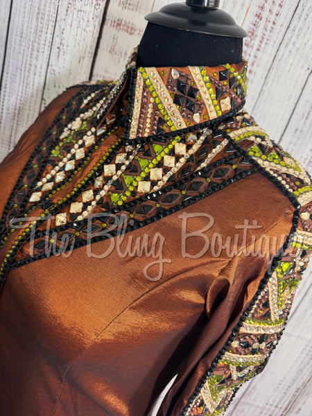 Rust, Olive Green & Black Day Shirt Set (2XL)