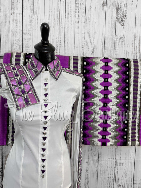White, Purple, Berry & Silver Day Shirt Set (XS/S)