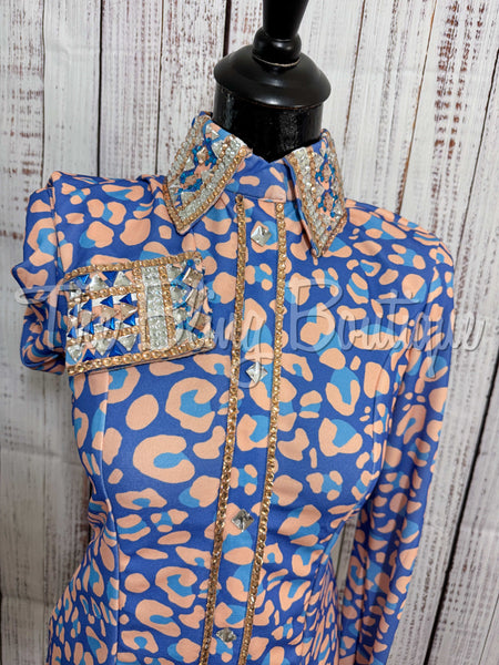 Blue & Peach Leopard Day Shirt Set (Sizes Small-3XL)
