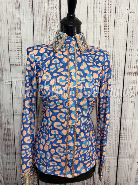Blue & Peach Leopard Day Shirt Set (Sizes Small-3XL)