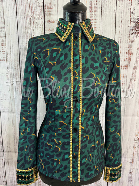 Black, Hunter Green & Gold Leopard Day Shirt Set (Sizes Small-3XL)