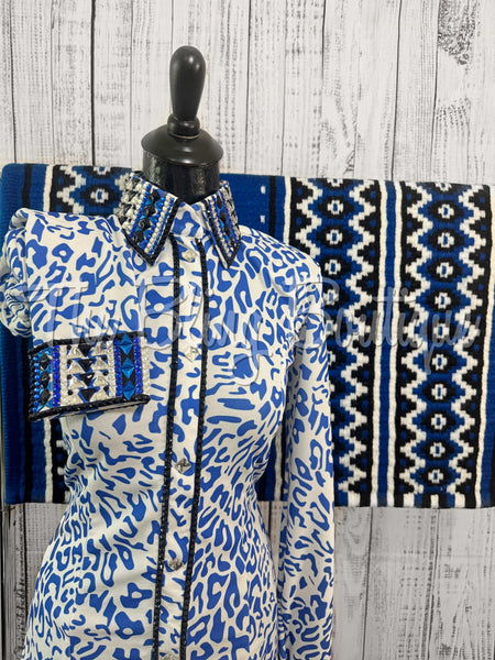 Blue & White Leopard Day Shirt Set (Sizes Small-3XL)