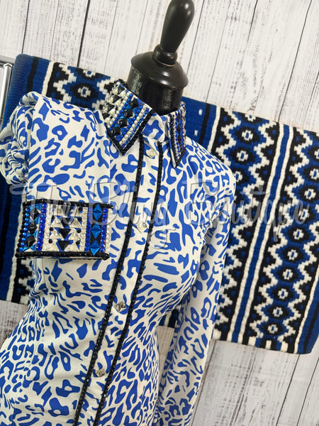 Blue & White Leopard Day Shirt Set (Sizes Small-3XL)