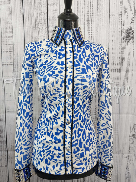 Blue & White Leopard Day Shirt Set (Sizes Small-3XL)