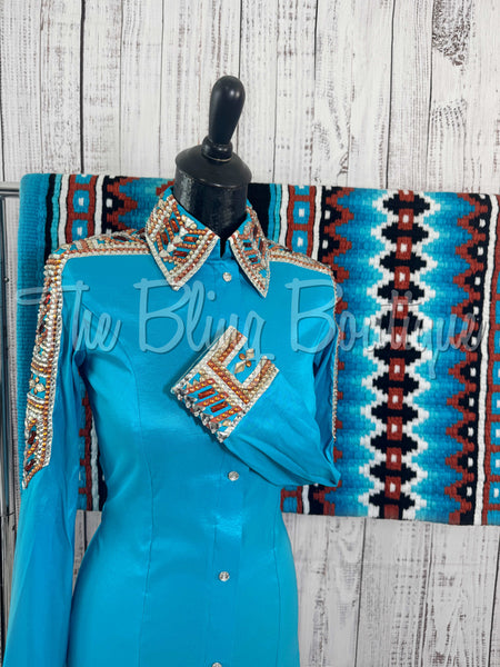 Turquoise & Copper Day Shirt Set (S)