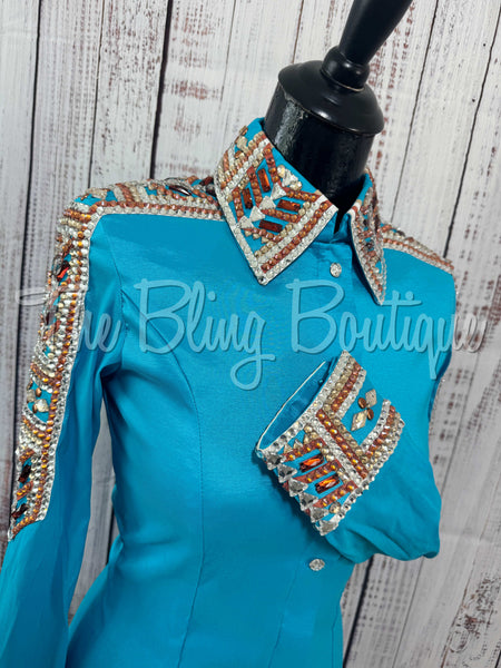 Turquoise & Copper Day Shirt Set (S)
