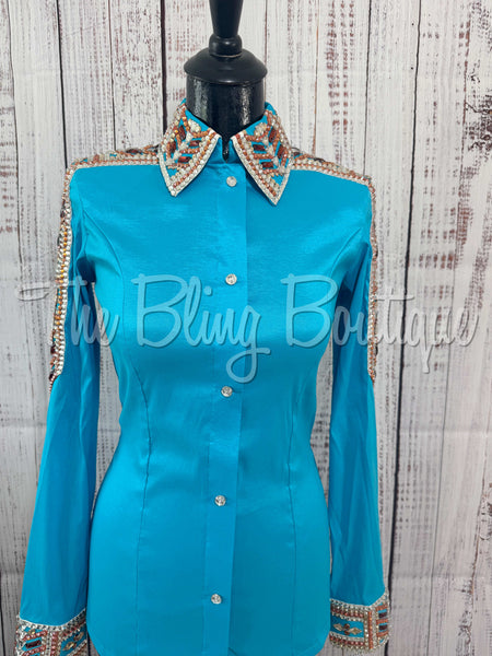 Turquoise & Copper Day Shirt Set (S)