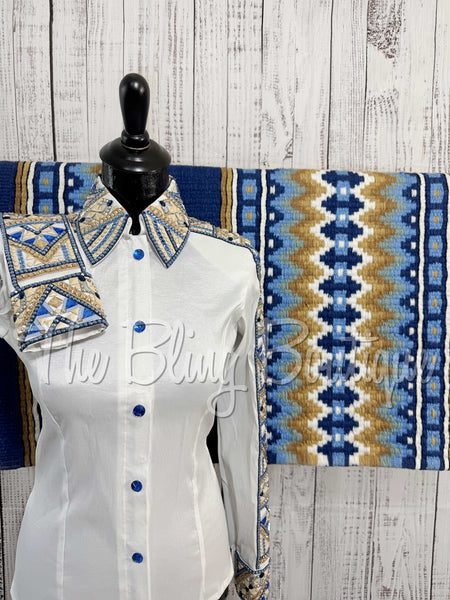 White, Periwinkle, Navy & Tan Day Shirt Set (XS/S)