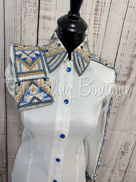 White, Periwinkle, Navy & Tan Day Shirt Set (XS/S)