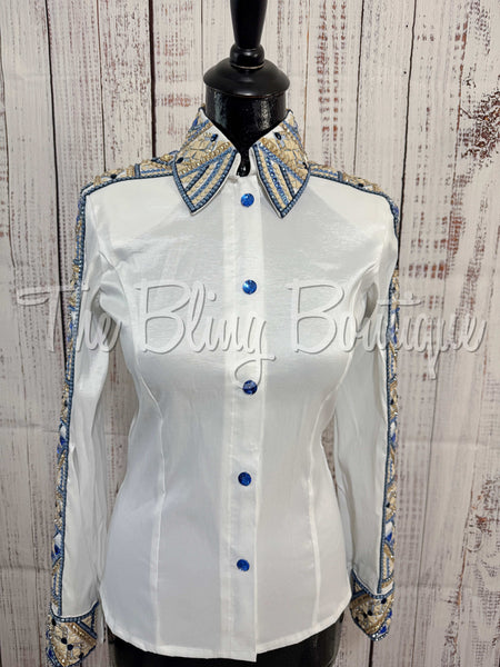 White, Periwinkle, Navy & Tan Day Shirt Set (XS/S)