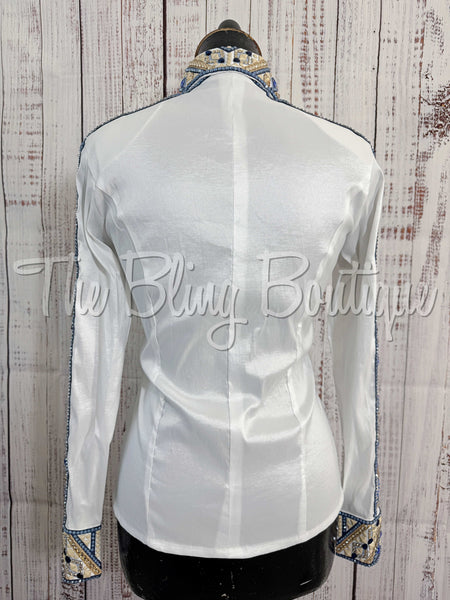 White, Periwinkle, Navy & Tan Day Shirt Set (XS/S)