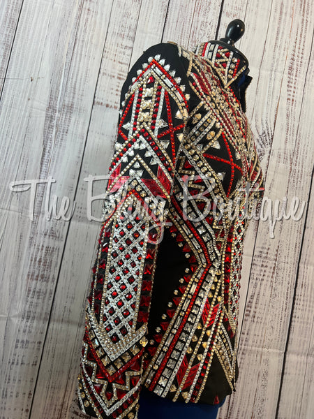 RE-ORDER Black, Red, Tan & White Showmanship Jacket (Choose Your Size)