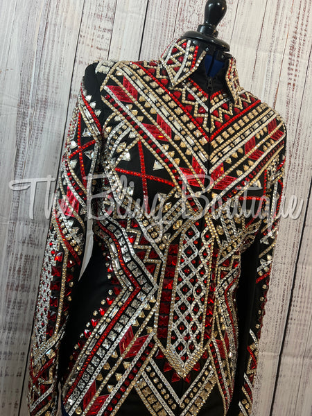 RE-ORDER Black, Red, Tan & White Showmanship Jacket (Choose Your Size)