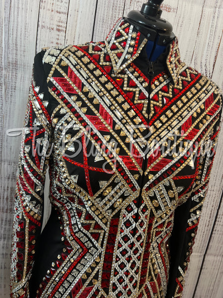 RE-ORDER Black, Red, Tan & White Showmanship Jacket (Choose Your Size)