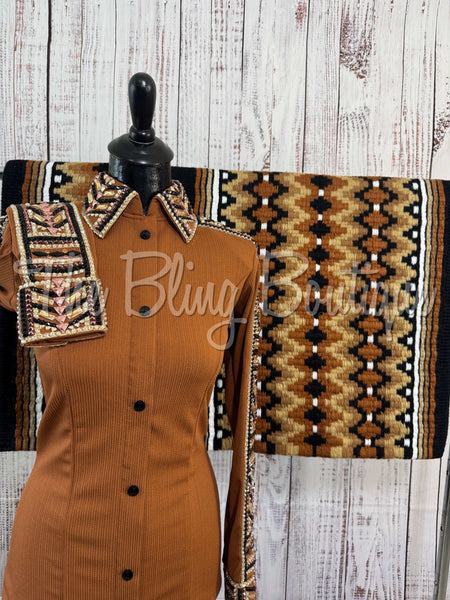 Terracotta, Rust, Tan & Black Day Shirt Set (S)