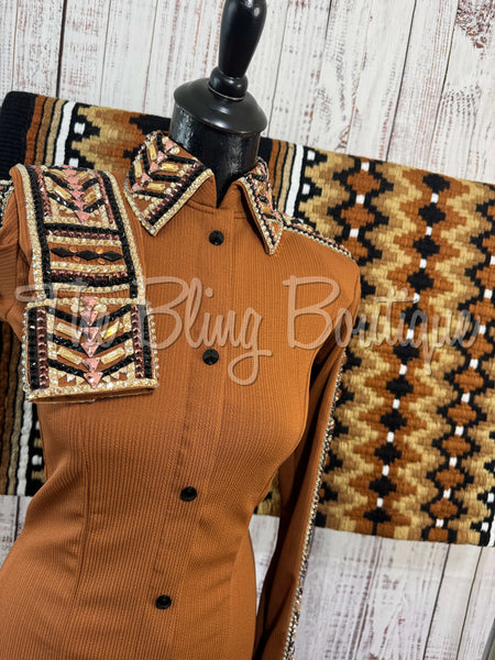 Terracotta, Rust, Tan & Black Day Shirt Set (S)