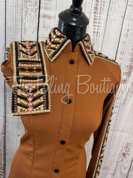 Terracotta, Rust, Tan & Black Day Shirt Set (S)