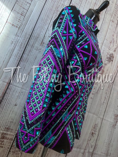 RE-ORDER Black, Purple & Turquoise Showmanship Jacket (Choose Your Size)