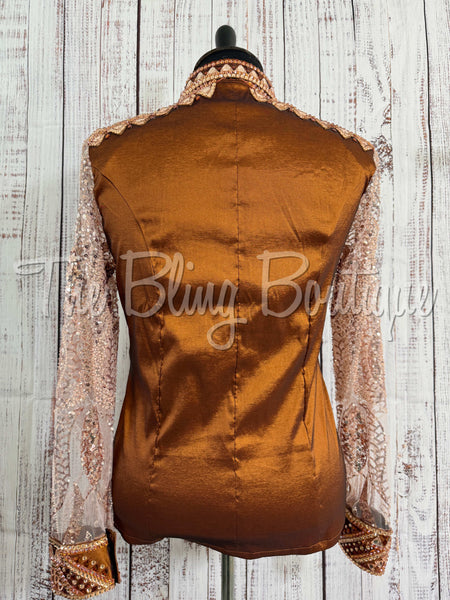 Rust, Copper & Champagne Day Shirt Set With Sheer Sleeves (2XL)
