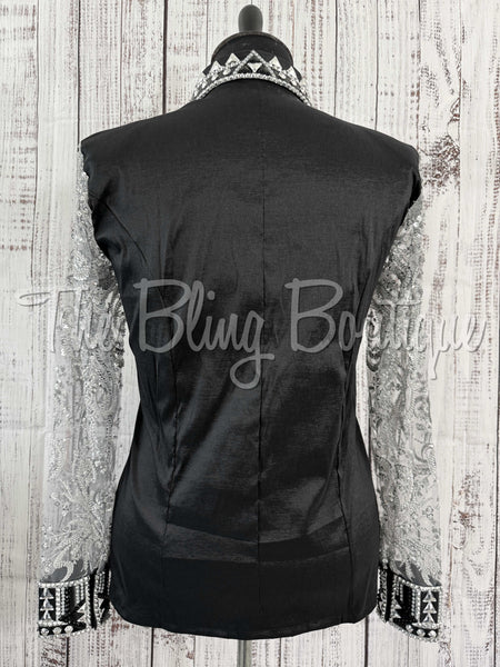 Black & Grey Day Shirt Set With Lace Sleeves (3XL)