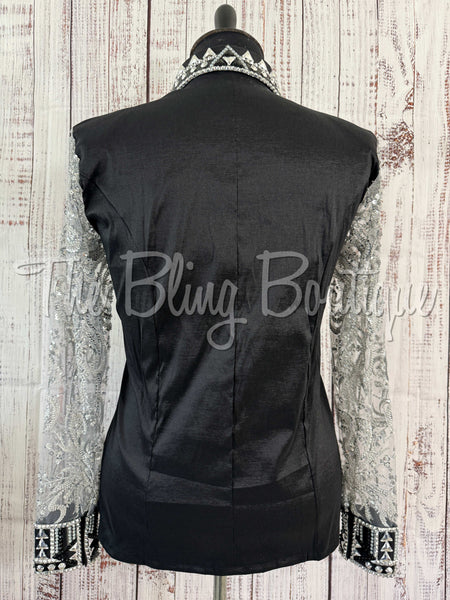 Black & Grey Day Shirt Set With Lace Sleeves (3XL)