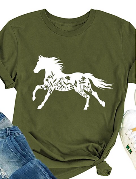 HOLIDAY DEAL - Floral Running Horse T-Shirt (Multiple Colors & Sizes Available)