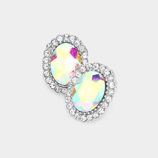 Oval Crystal Earrings (Multiple Colors Available)