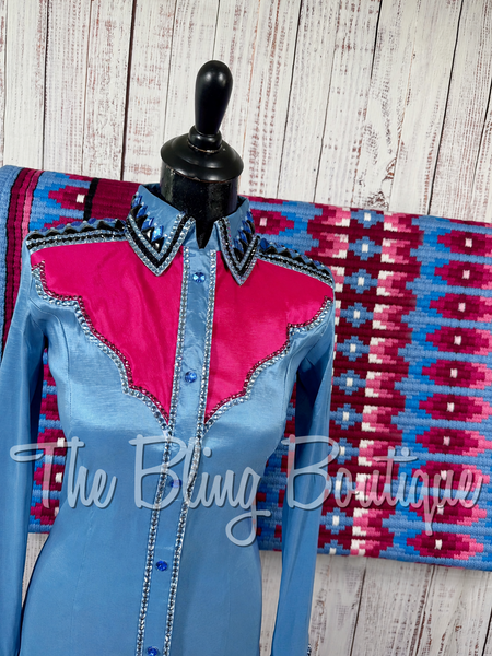 Periwinkle & Fuchsia Day Shirt Set (Small)