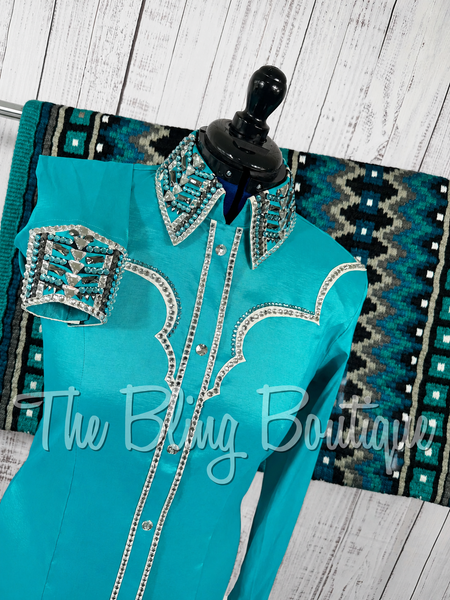 Teal, Gunmetal & White Day Shirt Set (Large)