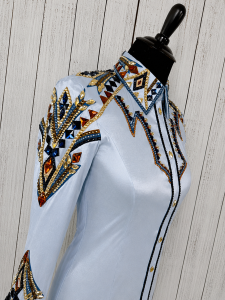 Ice Blue, Navy, Rust, & Tan Day Shirt Set (XL)