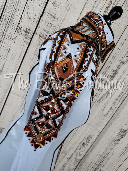 Ice Blue, Copper & Black Day Shirt Set (Medium)