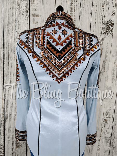 Ice Blue, Copper & Black Day Shirt Set (Medium)