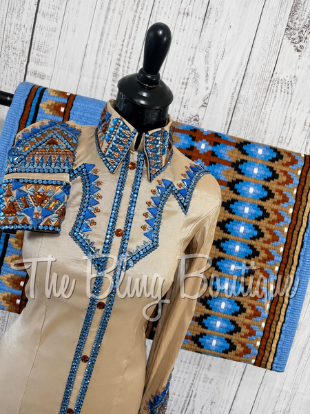 Champagne, Periwinkle & Copper Day Shirt Set (Small)