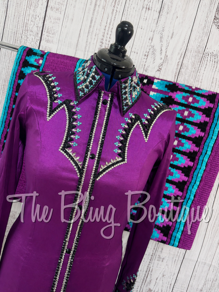 Grape, Turquoise, Black & White Day Shirt Set (Medium)