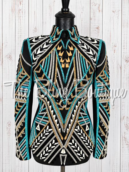 Black, Turquoise, Tan & White Showmanship Jacket (Small)