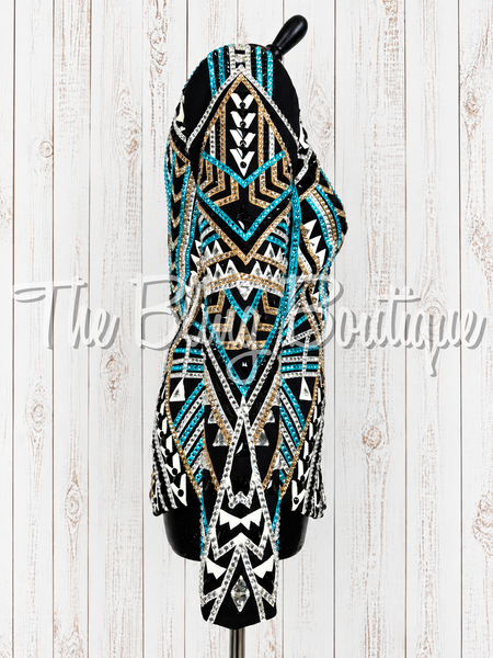 Black, Turquoise, Tan & White Showmanship Jacket (Small)