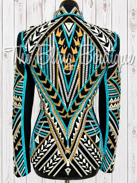 Black, Turquoise, Tan & White Showmanship Jacket (Small)