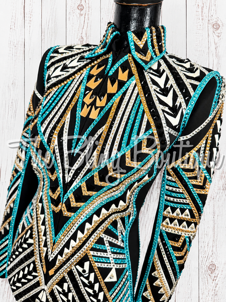 Black, Turquoise, Tan & White Showmanship Jacket (Small)